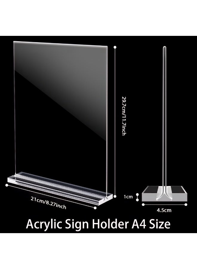 TrustMate Acrylic Sign Holder A4, 2-Pack – Durable & Clear Double-Sided T-Shape Tabletop Display Stand, Premium Shatter-Resistant Menu & Ad Frame for Restaurants, Retail Stores, Promotions, Photo Display, Classroom & Office - Image 3